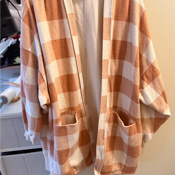 Free People Sweaters - Free People Tan and Cream Checkered Cardigan